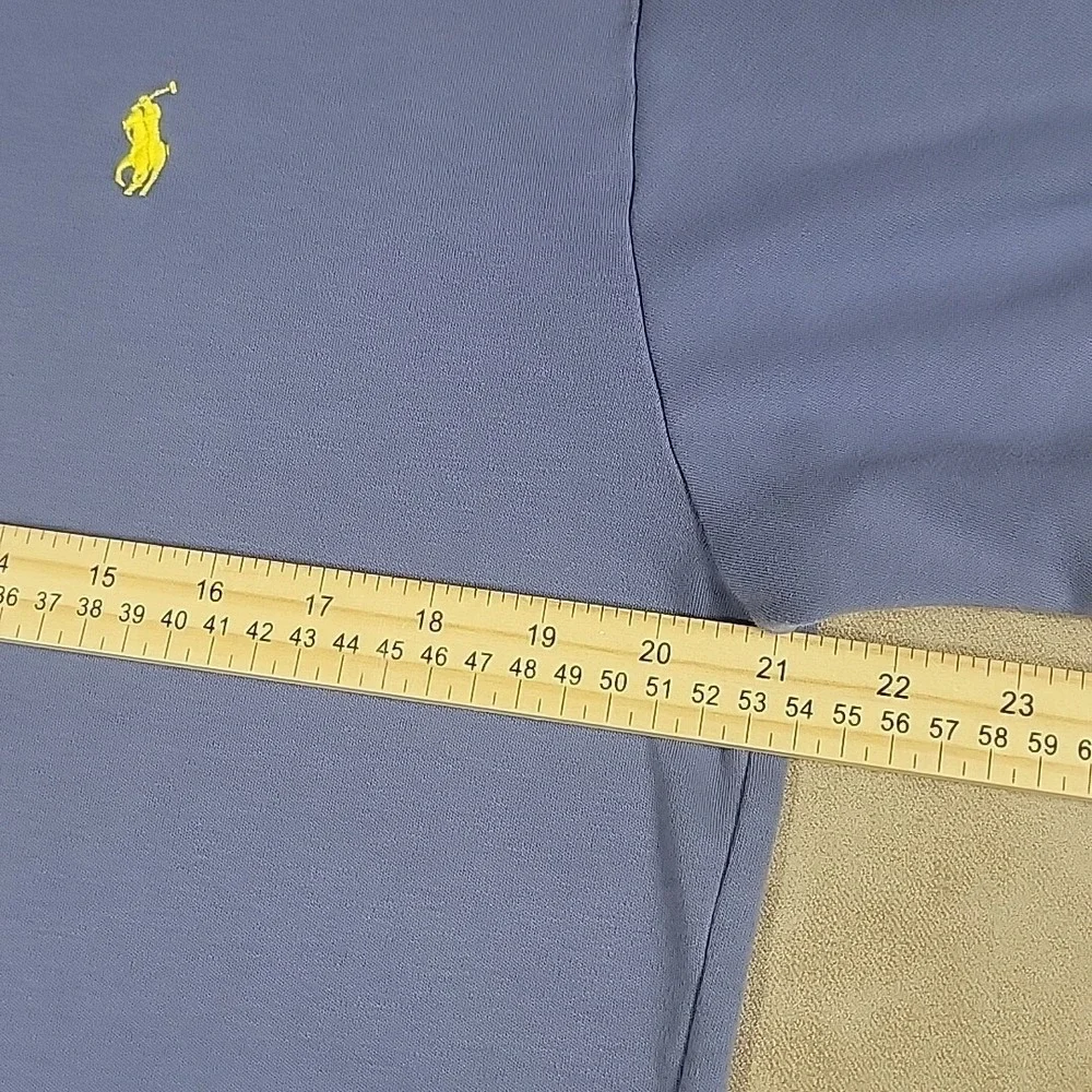 Ralph Lauren Polo Shirt Mens Medium Yellow Pony 100% Cotton Blue Color